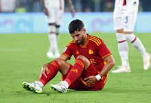 Houssem Aouar blessé lors du match de l'AS Rome contre le Milan AC