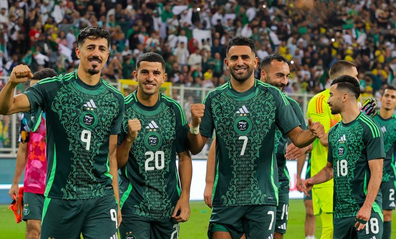 La joie des joueurs de l'équipe nationale d'Algérie après leur écrasante victoire contre le Liberia