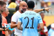 Pep Guardiola et Rayan Ait-Nouri