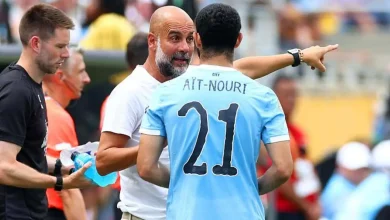 Pep Guardiola et Rayan Ait-Nouri