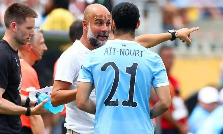 Pep Guardiola et Rayan Ait-Nouri